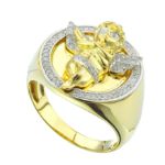 Diamond Man&#39;s Angel RING  0.29 ct. 10K Yellow Gold 8.56 g