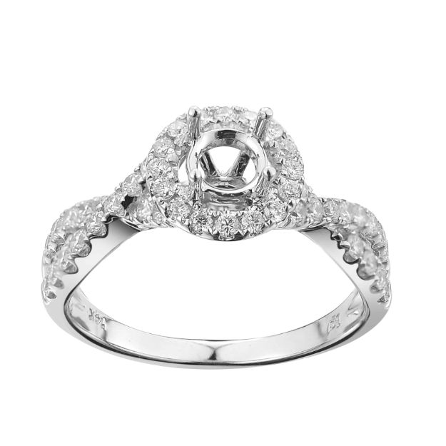 Diamond Engagement Mounting Ring 0.66 ct. 14K White Gold