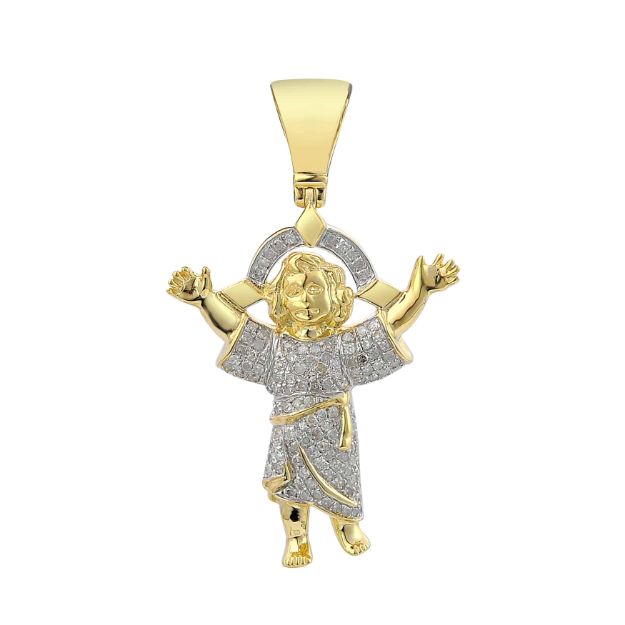 Diamond Jesus Pendant   0.48 ct. 10K Yellow Gold