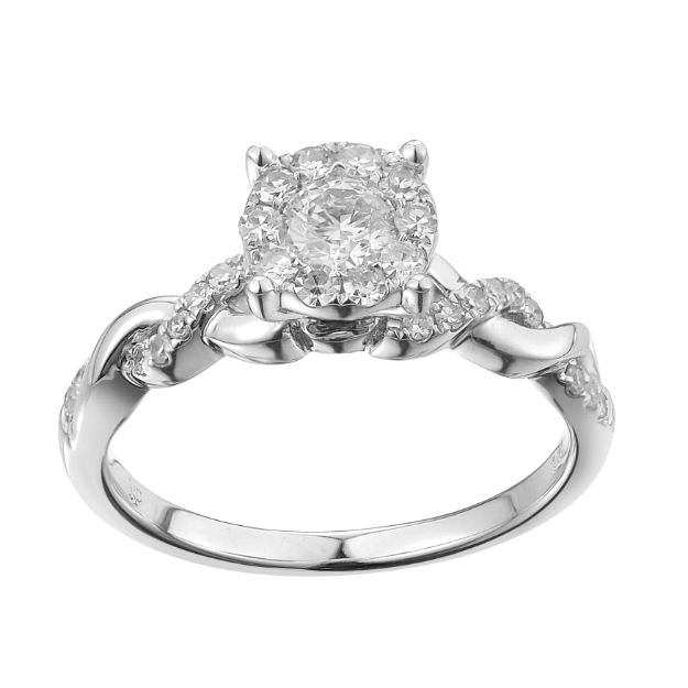 Diamond Ring  0.10 ct.14K White Gold 		