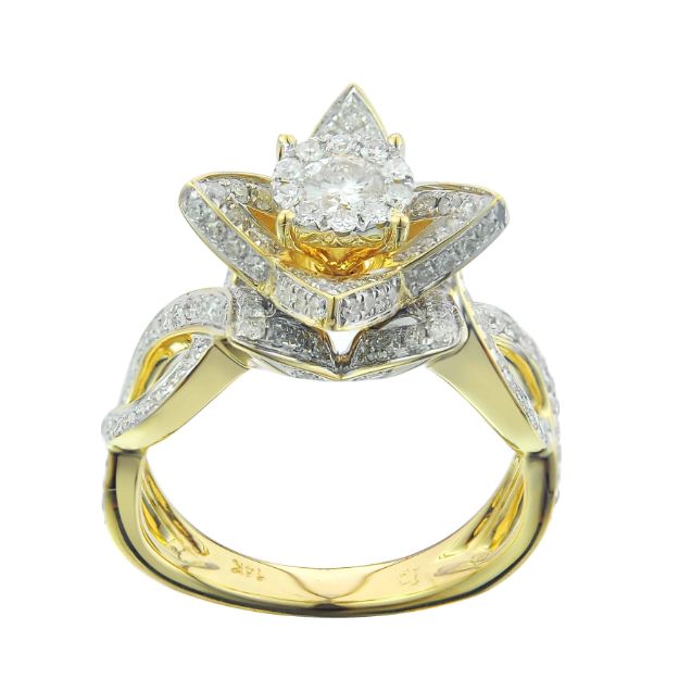 Diamond Engagement Mounting Ring  1.08 ct. 14K Yellow Gold