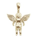 Diamond Baby Angel Pendant 1.38ct 14K Yellow Gold