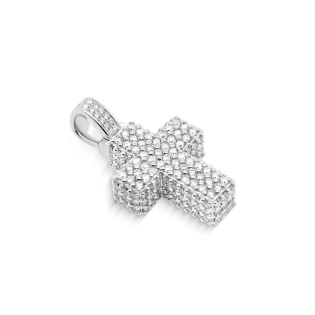 Diamond Cross Pendant 1.97 ct. 10K White Gold