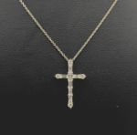 Baguette Diamond Cross with Gold Chain 0.34ct 14K Yellow Gold