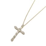 Baguette Diamond Cross with Gold Chain 0.34ct 14K Yellow Gold