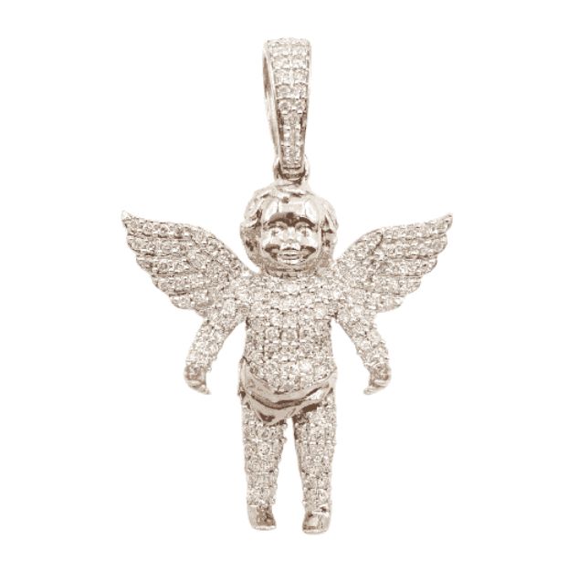 Diamond Baby Angel Pendant 1.38ct 14K Rose Gold