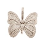 Baguette Diamond Butterfly Pendant 2.55ct 14K Rose Gold