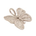 Baguette Diamond Butterfly Pendant 2.55ct 14K Rose Gold